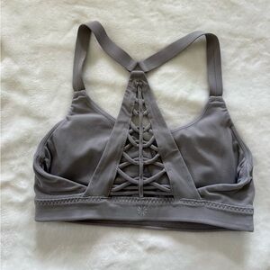 Athleta Charcoal Lace-Up Sports Bra